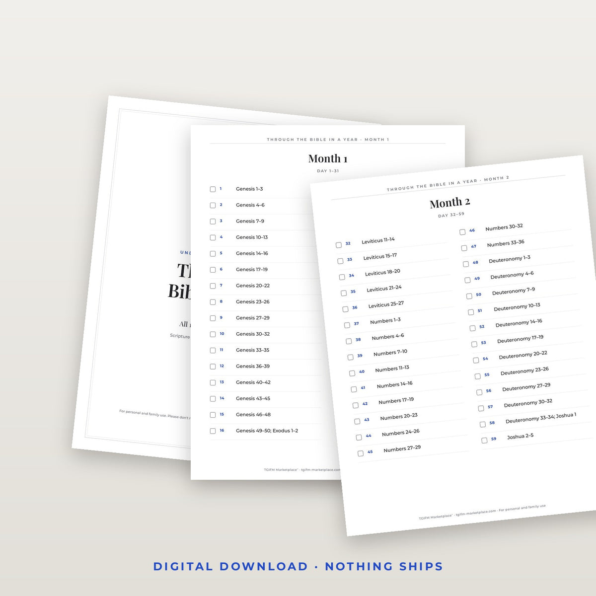 Through the Bible in a Year — Printable Reading Plan (Undated) / La Biblia en un Año