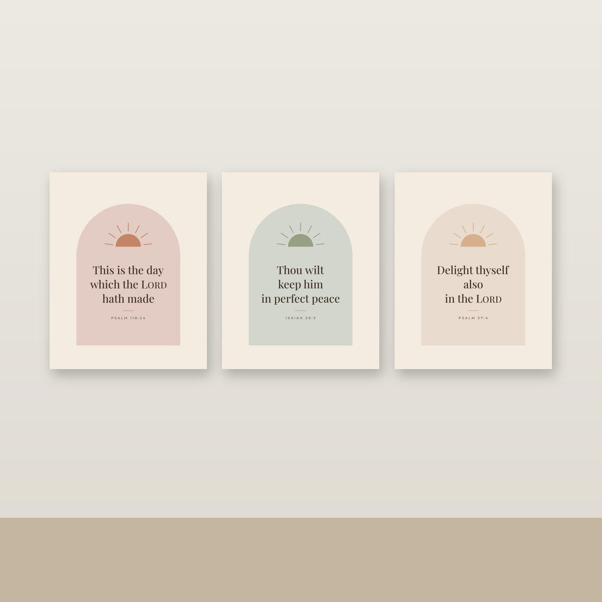 Boho Arch Scripture Print Set of 3 (KJV) — Unframed