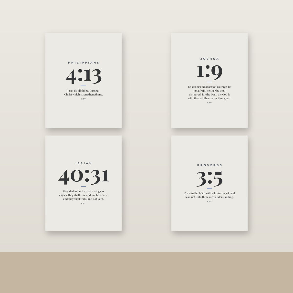 Chapter & Verse Printable Scripture Art Set of 4 (KJV) — Digital Download