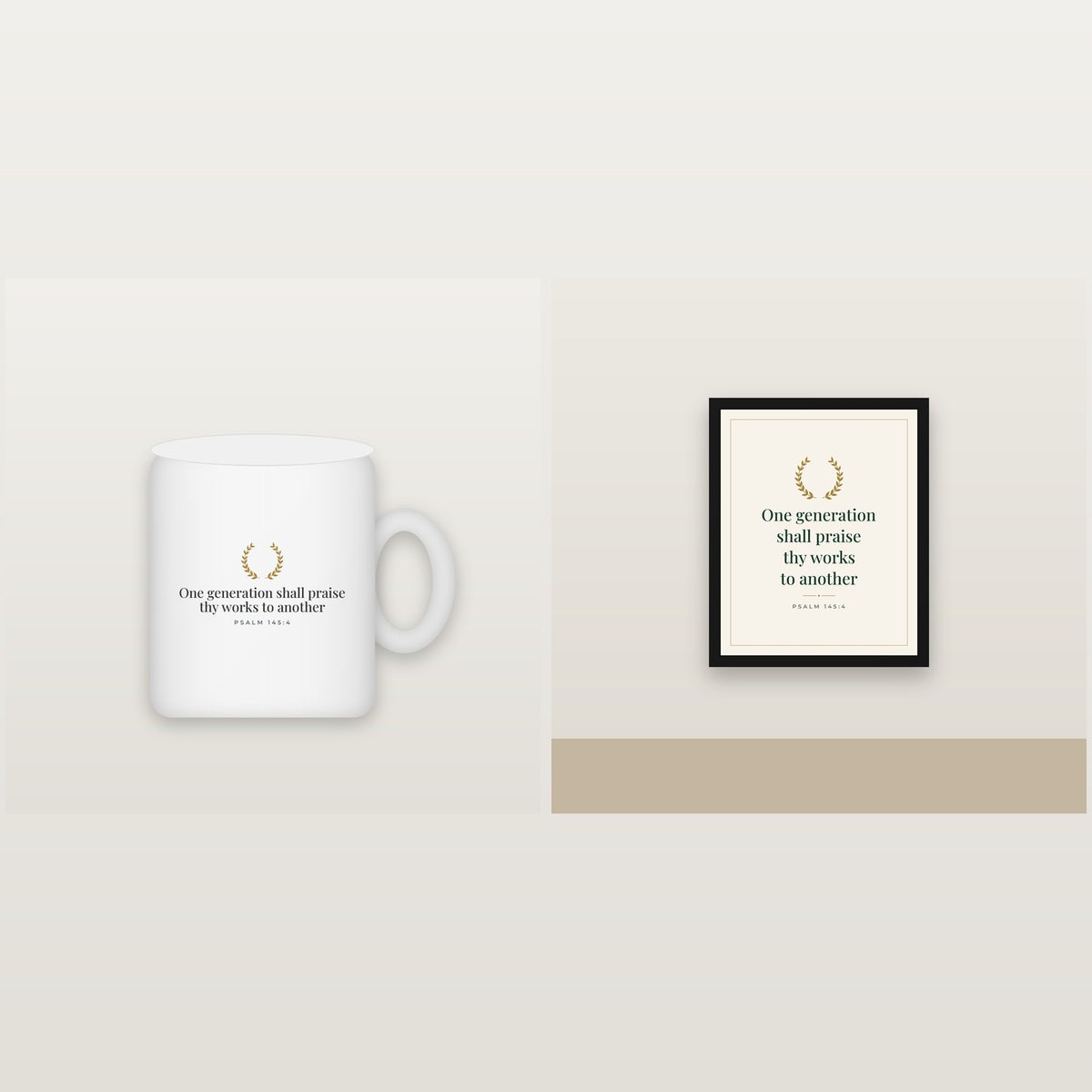 Grandparents Gift Set — Mug & Framed Canvas (Psalm 145:4)