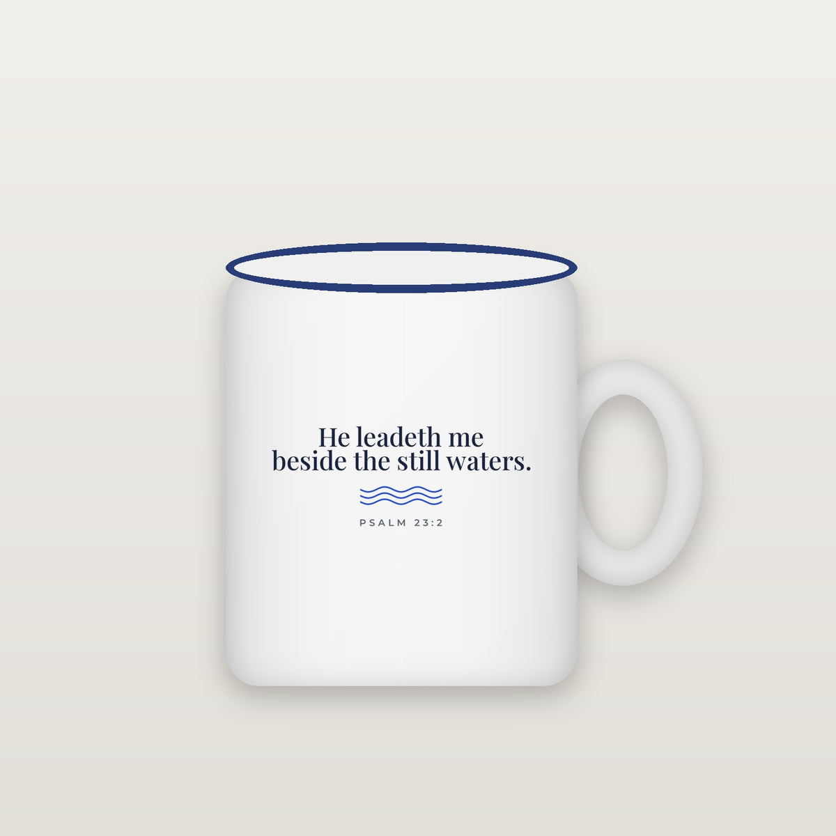 He Leadeth Me Beside the Still Waters Enamel Camp Mug — Psalm 23:2 (KJV)