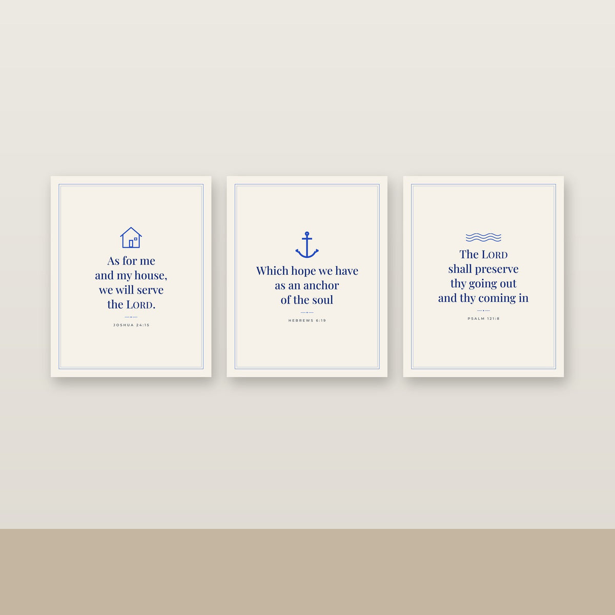 Heritage Blue Printable Scripture Art Set of 3 (KJV) — Digital Download
