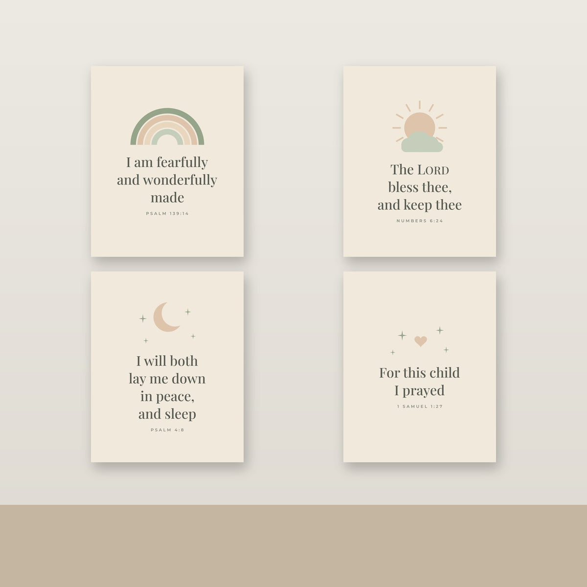 Nursery Moon & Stars Printable Scripture Art Set of 4 (KJV) — Digital Download