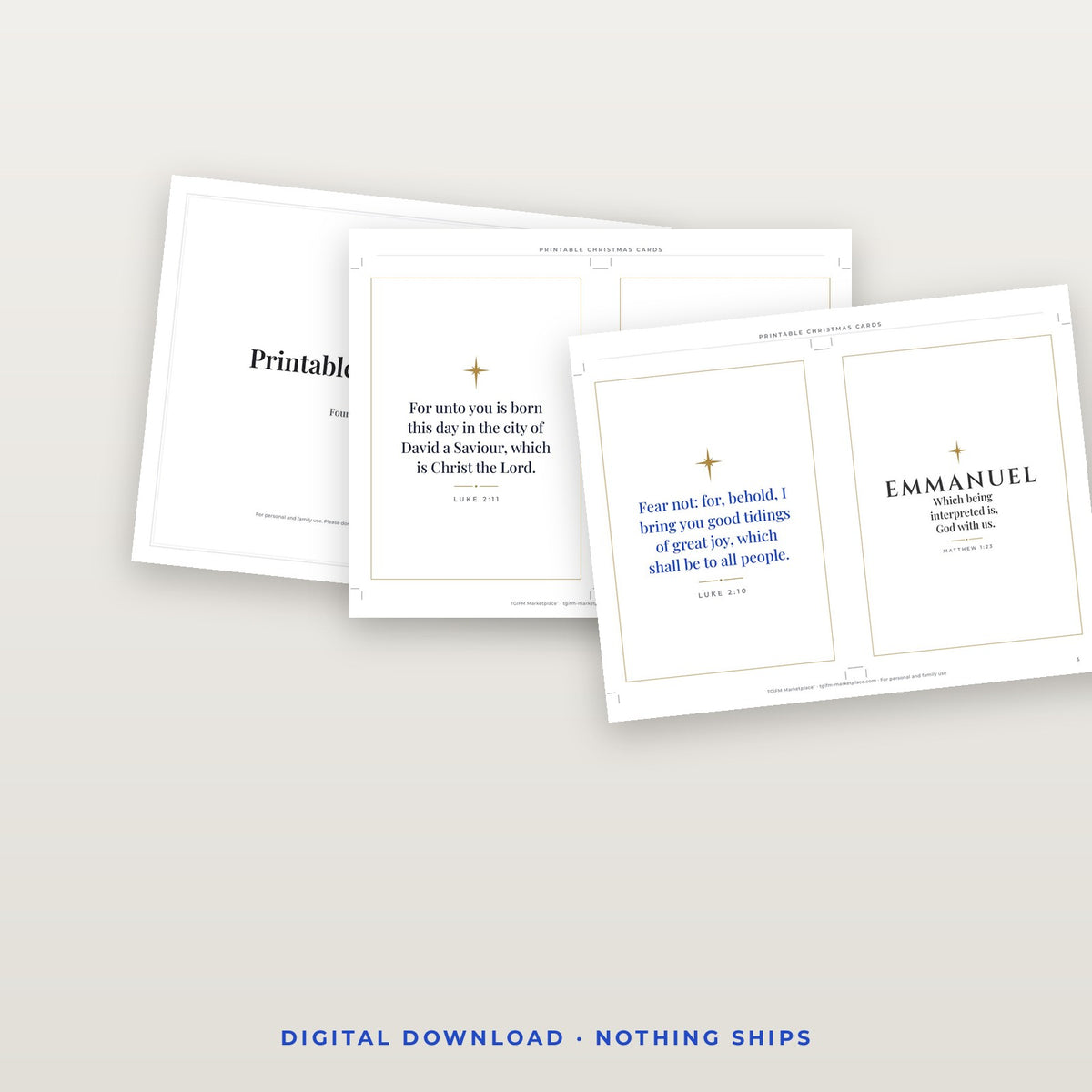 Printable Christmas Cards — 4 Designs (KJV) / Tarjetas de Navidad Imprimibles