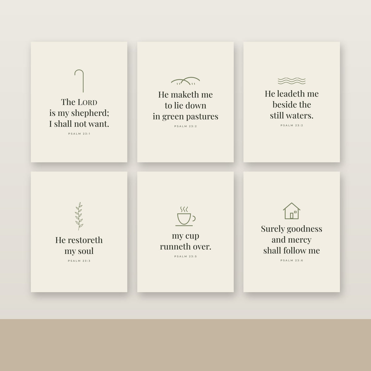 Psalm 23 Gallery Wall Printable Set of 6 (KJV) — Digital Download
