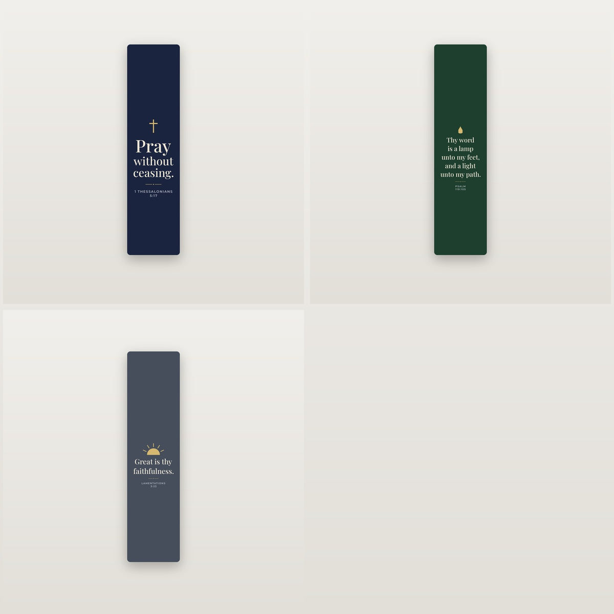 Scripture Bookmark Trio — Great Is Thy Faithfulness, Thy Word & Pray Without Ceasing