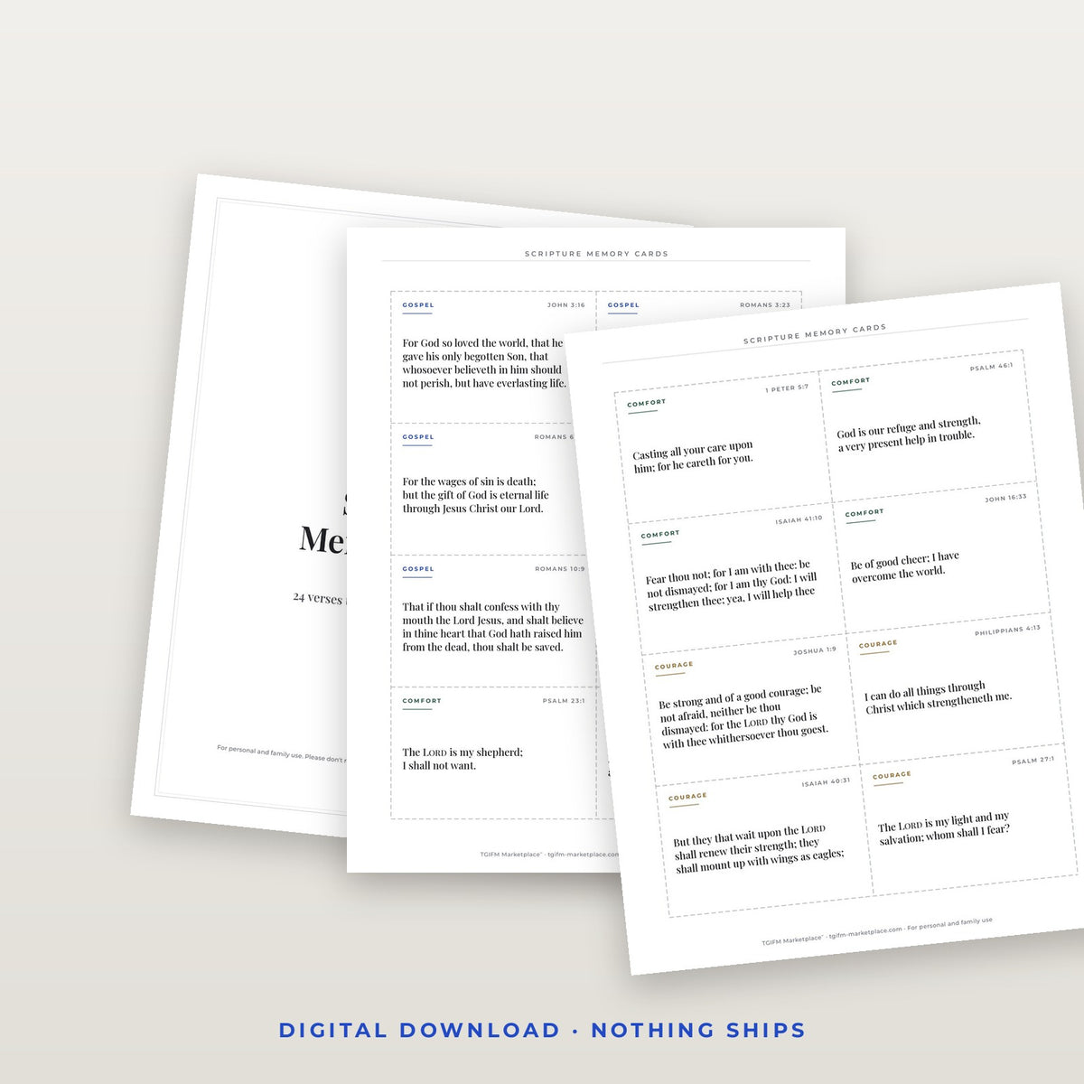 Scripture Memory Cards — 24 Printable Cards (KJV) / Tarjetas de Memoria (RV1909)