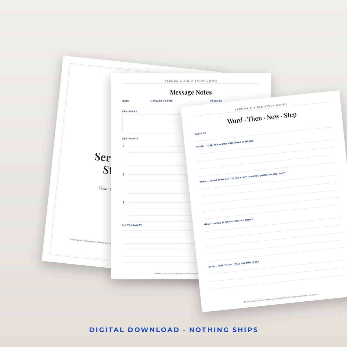 Sermon & Bible Study Notes — Printable Templates / Notas de Estudio